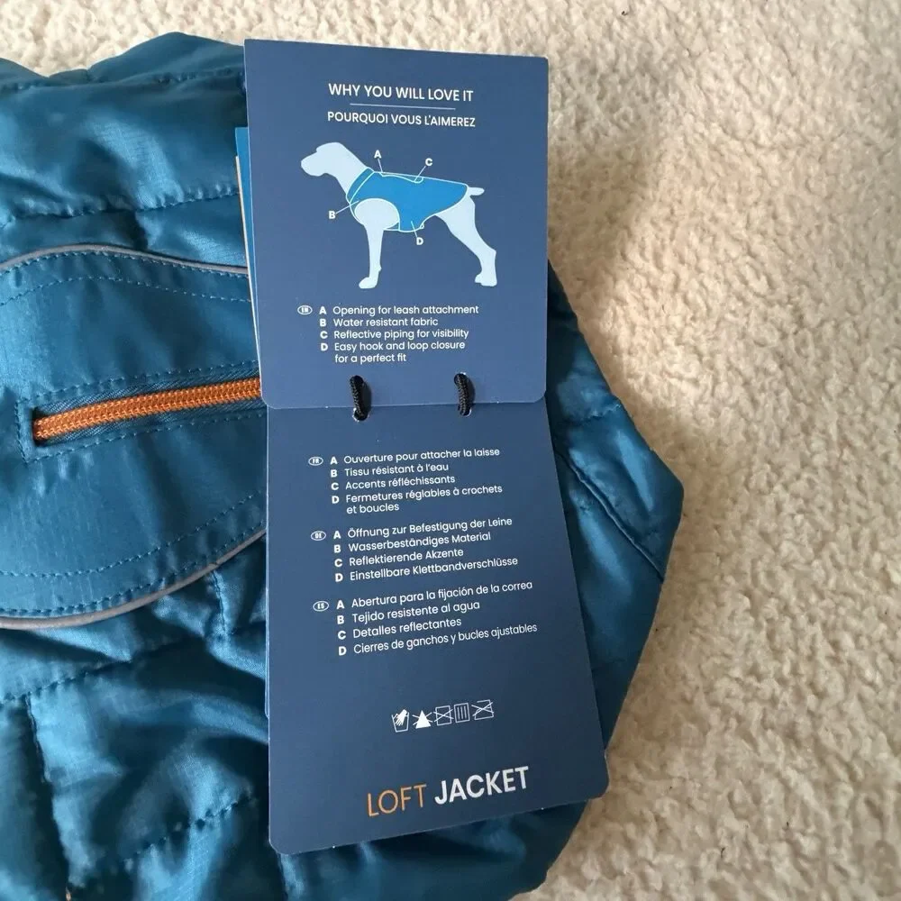 Kurgo Loft Jacket for Dogs Coastal Blue/Orange Winter Coat Medium M
